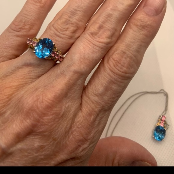 TOPAZ, PINK SPINEL RING AND MATCHING PENDANT - Picture 4 of 8